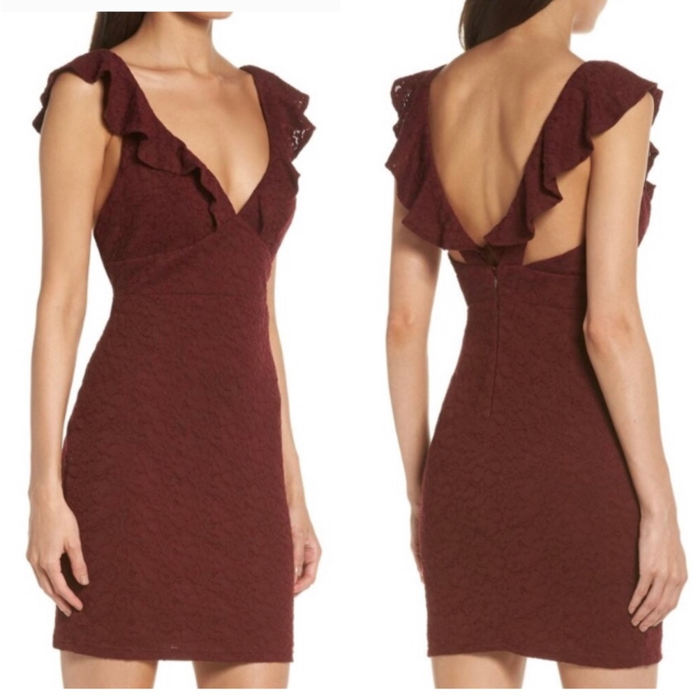 Lulus | Lace Flutter Sleeve Mini Dress